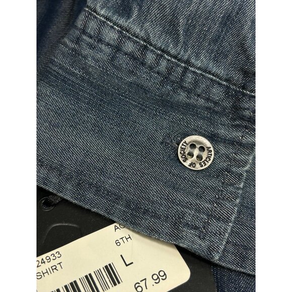 ARTICLES OF SOCIETY Trixie Denim Shirt Sz L Blue Chambray Button Top Up Tencel - Picture 11 of 13